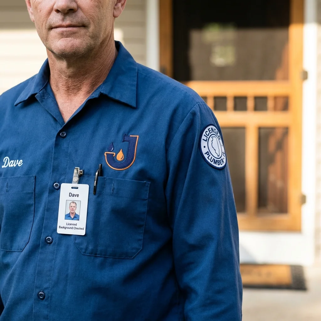 Licensed plumber showing ID badge in Gardiner, ME