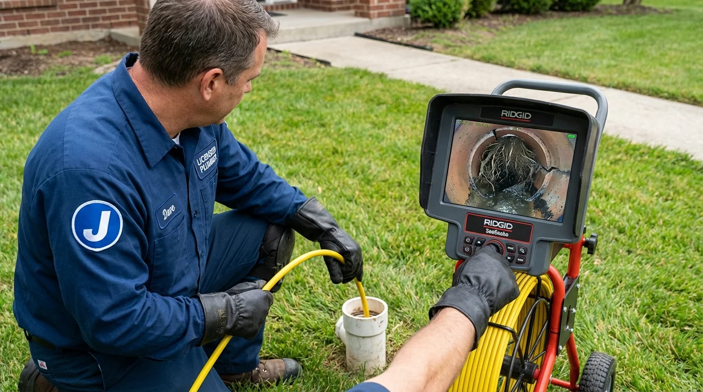 Sewer camera inspection being performed by Johns Plumbing LLC in Gardiner