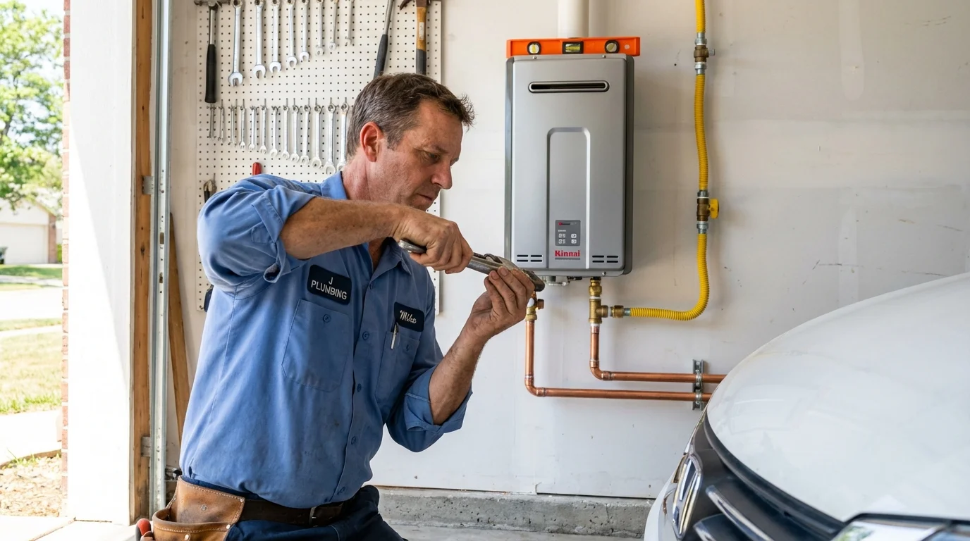 Tankless water heater installation by a Johns Plumbing LLC plumber in Gardiner